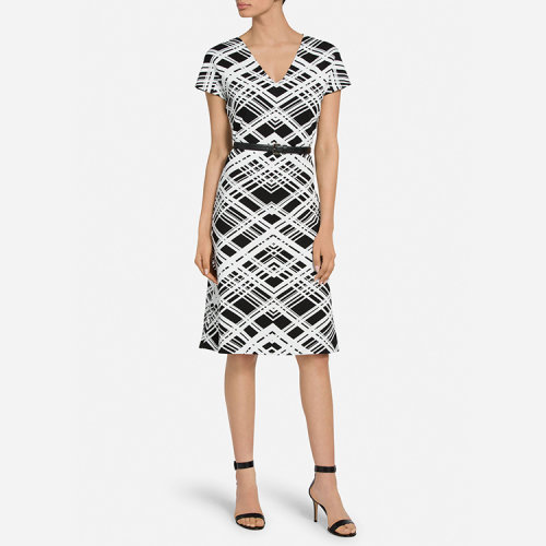 St.John/盛蔷建筑网格提花女士连衣裙K1100C1