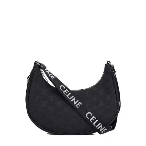 CELINE/赛琳 AVA 中号TRIOMPHE提花和牛皮革手袋 织物/配皮 196962DLM