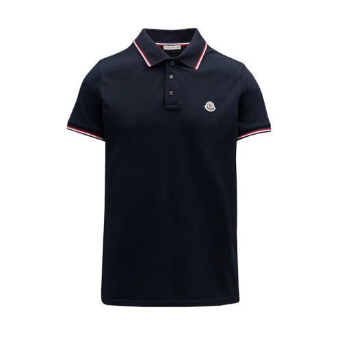Moncler/蒙克莱 22年早春新款 男士海军蓝色纯棉三色饰边徽标短袖POLO衫T恤H10918A703008455677X