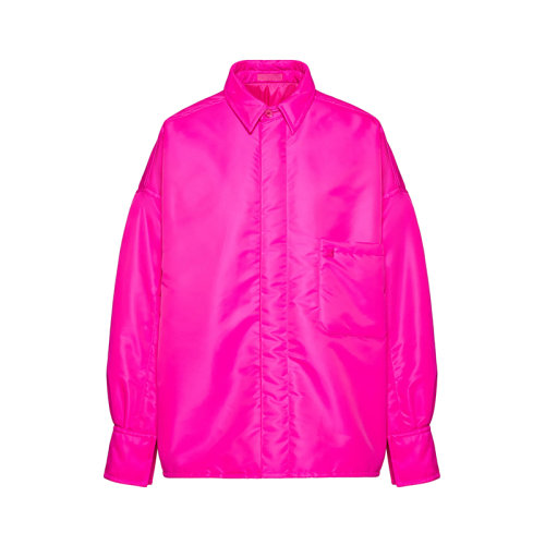 Valentino/华伦天奴 22年秋冬新款 Pink PP系列 男士亮粉色尼龙面料铆钉细节衬衫式夹克1V0CIM257TVUWT