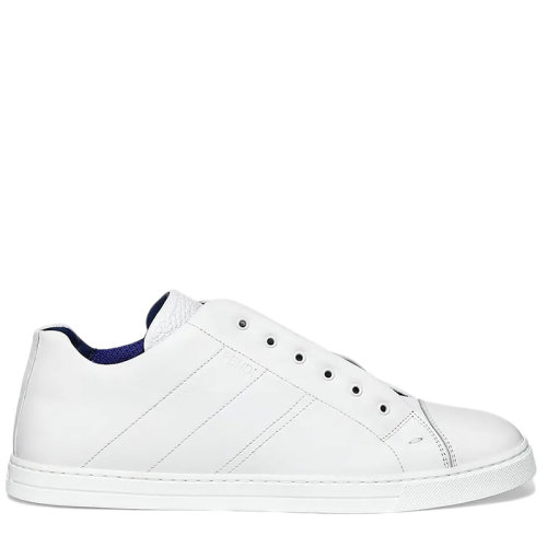 FENDI/芬迪 男士白色皮革交叉松紧带饰有黑色FENDI铭文的套穿运动鞋7E1198ABOAF1AUG