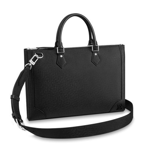 Louis Vuitton/路易威登 22春夏新款SLIM系列 男士黑色牛皮革银扣配可拆卸肩带单肩斜挎手提公文包M30810