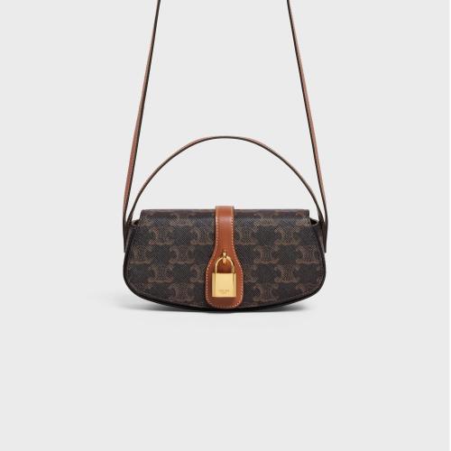  CELINE赛琳思琳 22年秋冬 女士 单肩包 标志印花牛皮革饰带手包 10I592DQ2.04LU