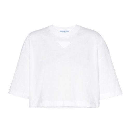 PRADA/普拉达 22年早春新款 女士白色棉质短袖T恤3560A_1Y98_F0009_S_212