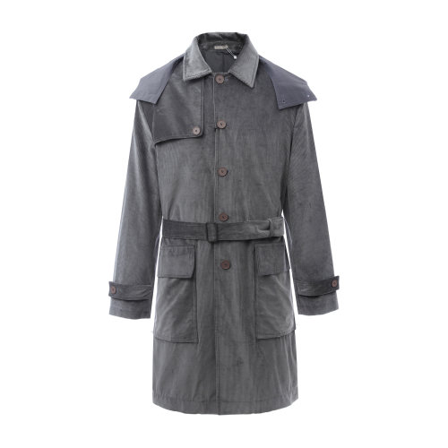 纯棉灰色可拆卸连帽男士风衣 Bottega Veneta/葆蝶家 男士外套 大衣