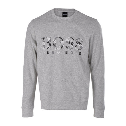 Hugo Boss/雨果博斯 灰白色棉质套头运动衫长袖T恤男士卫衣