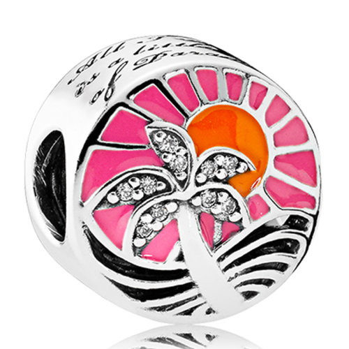 PANDORA/潘多拉 女士多色925银锆石海滩落日925银珐琅串饰 792116ENMX