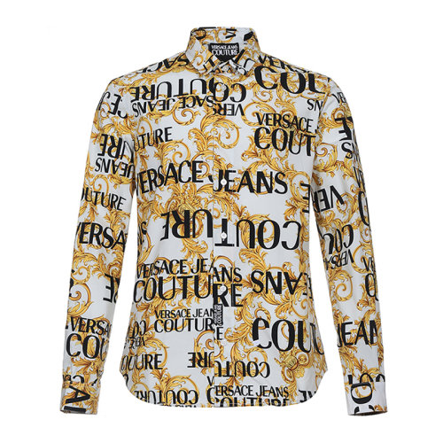 VERSACE JEANS/范思哲牛仔 男士多色拼色棉质经典巴洛克图案印花装饰修身版型长袖上衣衬衣衬衫 B1GVA6S3-S0634-003