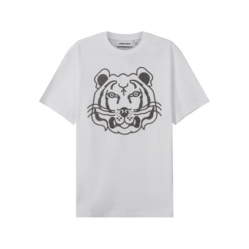 KENZO/高田贤三【22春夏新款】 男士棉质小虎头刺绣圆领短袖T恤虎头图案 FC5 5TS201 4SA