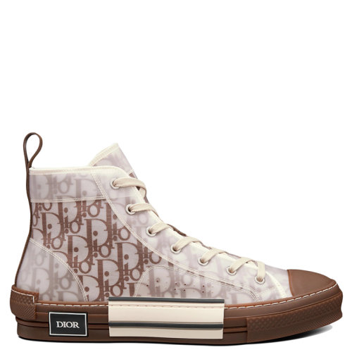 DIOR/迪奥 22年早春新款 B23系列 男士咖啡色老花帆布高帮运动鞋3SH118ZMK_H761