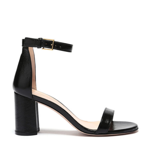 Stuart Weitzman/斯图尔特韦茨曼女士皮革凉鞋高跟鞋75LESSNUDISTBLACKGLEAMINGTRIPON