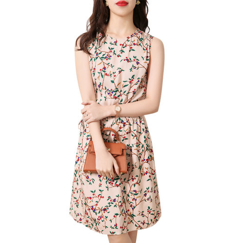 GeleiStory/GeleiStory  夏季新款气质时尚女装中长碎花吊带桑蚕丝连衣裙  女装＞女士裙装＞女士连衣裙