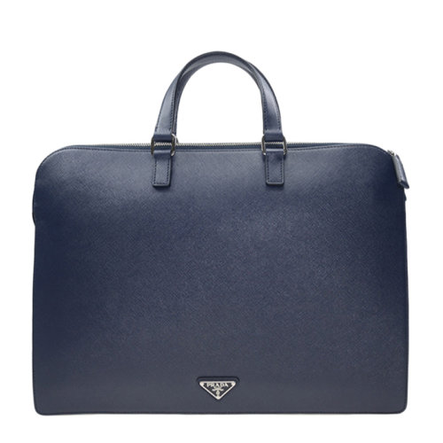 PRADA/普拉达 男士深蓝色牛皮商务休闲公文包手提包男包