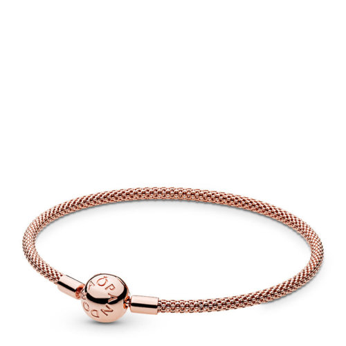 PANDORA/潘多拉 Moments系列女士金色铜银合金球形链扣时尚精致编织手链手环手镯 586543