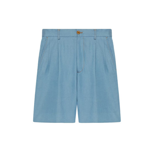 GUCCI/古驰 22年秋冬新款 Lovelight系列 男士蓝色棉质混纺云朵G爱心刺绣水洗牛仔短裤708381ZAKIS4793