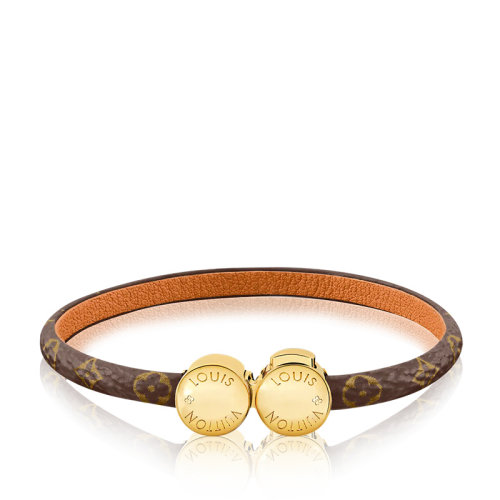 Louis Vuitton/路易威登 22春夏新款HISTORIC MINI MONOGRAM系列 米色/棕色老花帆布小牛皮内衬Historic饰钉手链M6407E