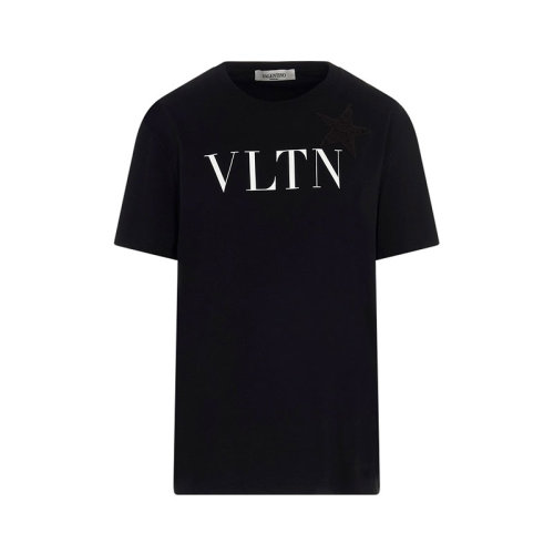 Valentino/华伦天奴 女装 时尚百搭 圆领 女士黑色棉质短袖T恤 UB3MG09D5NV0NI HKY015C