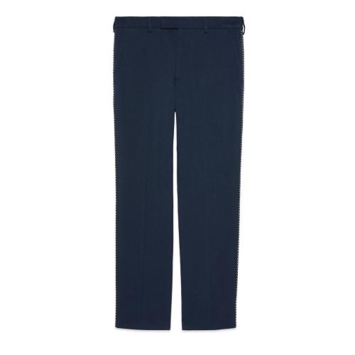  GUCCI古驰 22年秋冬 男士 饰刺绣细节棉质长裤 692934 ZABK2 4433