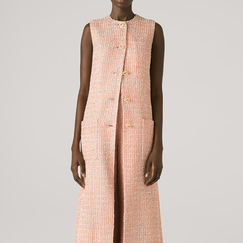 【21春夏新款】St.John/盛蔷2021春季新款针织针织长款单排扣马甲女士夹克K6230D1