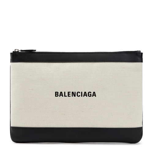 Balenciaga/巴黎世家 女士白色帆布字母LOGO印花拉链开合钱包手拿包女包 420407-AQ37N-1080