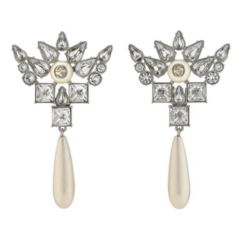 GUCCI古驰 22年秋冬 女士 水晶互扣式双G耳环 716296 I7359 8113