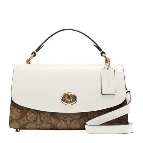 COACH/蔻驰 TILLY系列女士红色PVC配皮中央拉链隔层旋锁封口斜挎包单肩包手提包女包 C1439IMS5J