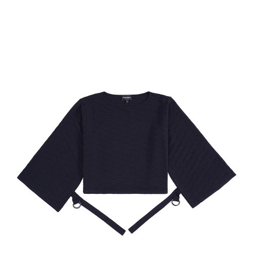 Emporio Armani 女士 黑色 长袖短款针织衫 6H2MX3-2M92Z-0926