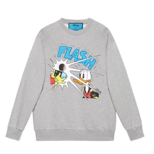 GUCCI/古驰  新款迪士尼唐老鸭图案灰色圆领套头复古做旧卫衣623245 XJDAJ 1230男女同款