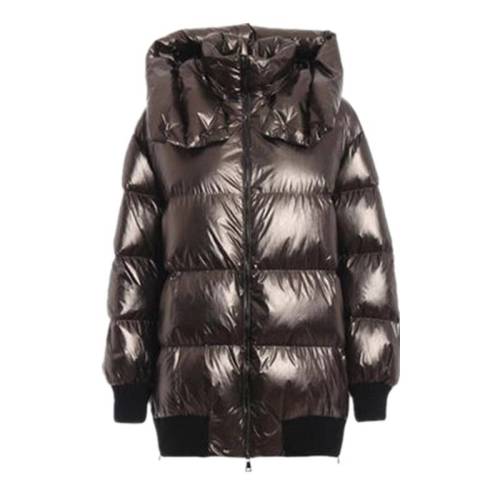 Moncler/蒙克莱 蒙口 女装罗纹底边袖口咖啡色连帽女士羽绒服 4990400-539DL-935-BBBJ-901A