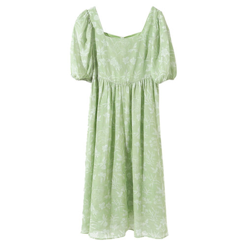 GeleiStory/GeleiStory 春夏新款高支苎麻印花连衣裙出游休闲度假裙收腰显瘦仙女中长裙夏女装＞女士裙装＞女士连衣裙