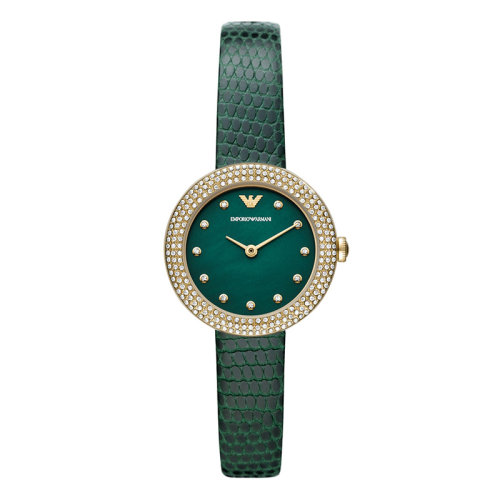Emporio Armani/安普里奥阿玛尼 玫瑰小圆盘小绿表ROSA系列时尚休闲女士欧美表 生日礼物送女友 AR11419