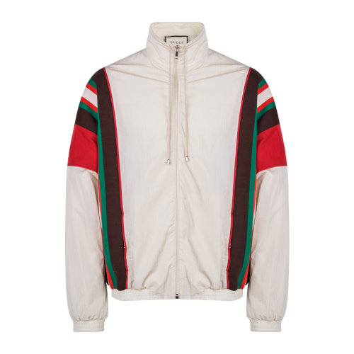 GUCCI/古驰  古琦男装 红绿条纹装饰 男士白色锦纶夹克外套  625293 XJCNL 9791
