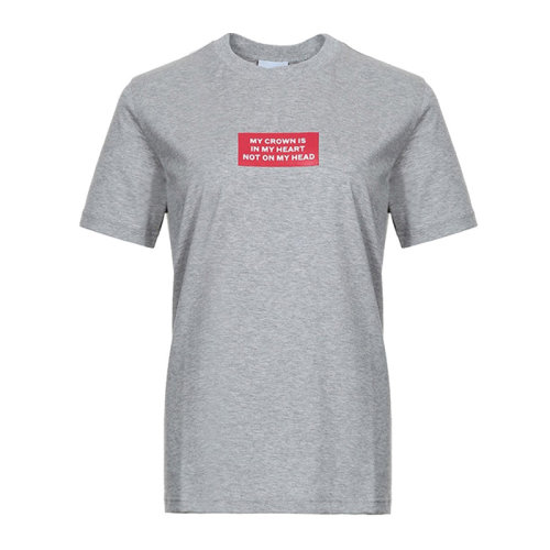 BURBERRY/博柏利 女士 服装  灰色圆领印花T恤 女士短袖T恤