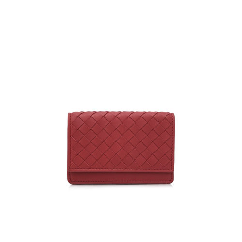 Bottega Veneta/葆蝶家 女士 黑灰红色皮质编织短款钱包卡包 133945V001U1000 HJH0022B