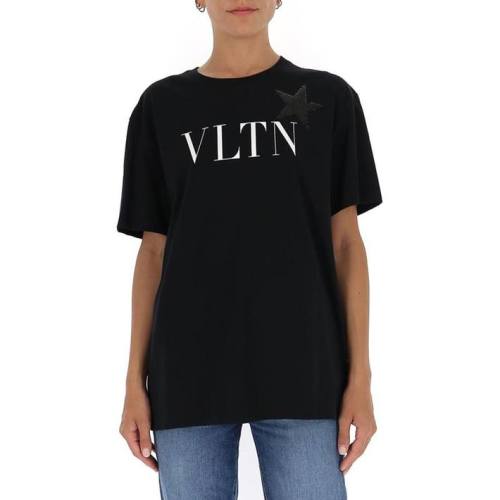 Valentino/华伦天奴  女士T恤  黑色棉质白色字母T恤 UB3MG09D5NV0NI HC0640