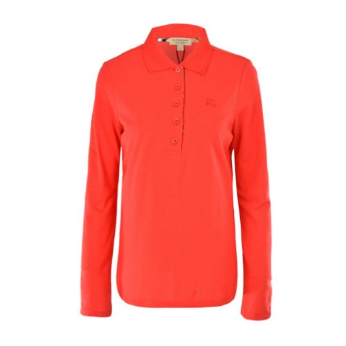 Burberry/博柏利  女士红色纯棉长袖POLO衫T恤