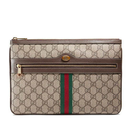 GUCCI/古驰  Ophidia女士棕色帆布手拿包 517551 96IWS 8745