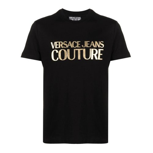  VERSACE JEANS COUTURE 男士黑色棉质短袖T恤 B3GWA7TB 30319 K42 PLFSX