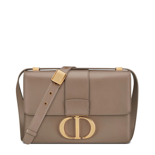 DIOR/迪奥 20  30 MONTAIGNE系列 女士灰褐色小牛皮CD金属扣翻盖蒙田手提斜挎单肩包M9203UMOS_M747