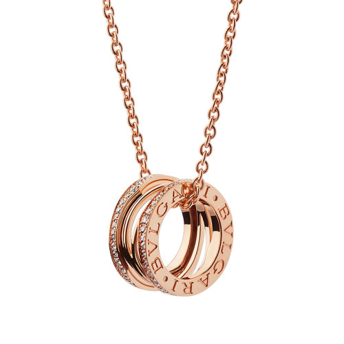 BVLGARI/宝格丽 B.ZERO1系列Design Legend 18K金玫瑰金边缘镶有密钉钻石的项链 354195