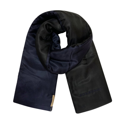 BURBERRY/博柏利 真丝 桑蚕丝围巾 深蓝色/黑色双面女士夹棉围巾 巴宝莉围巾瑕疵特卖（陈列痕迹，不影响使用）