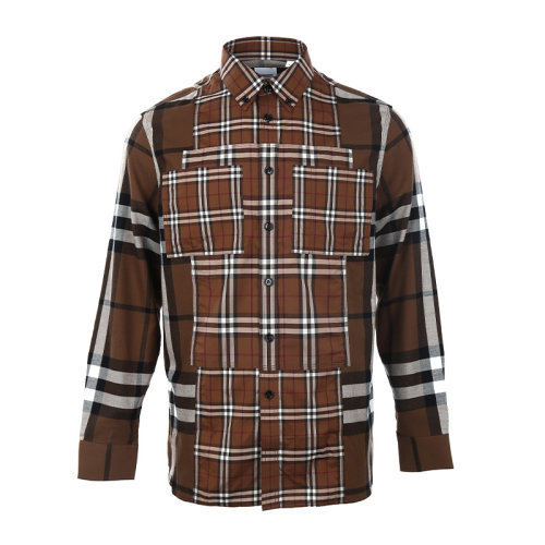 BURBERRY/博柏利22春夏对比裁片格纹男士长袖衬衫8050133