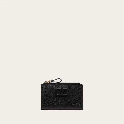  VALENTINO华伦天奴 22年秋冬 女士 卡包 PORTE-CARTES ZIPPé VLOGO SIGNATURE EN VEAU GRAIN 预定商品1-3周发货