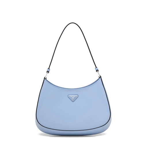PRADA/普拉达 22年新款Cleo系列 女士天蓝色亮面皮革银扣饰有三角金属徽标磁吸扣合单肩斜挎手提包1BC499_ZO6_F02TG_V_OOO