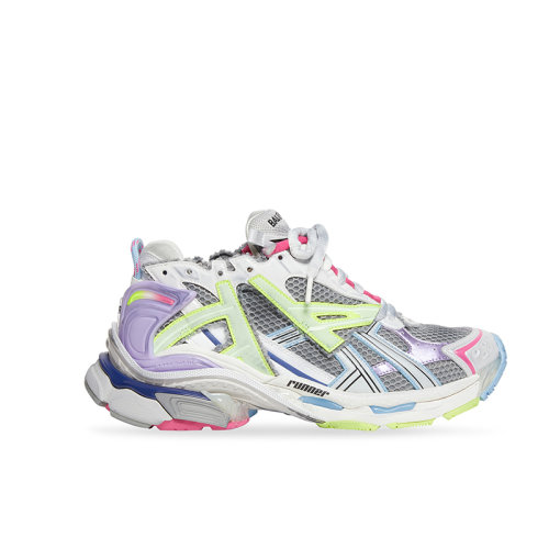 Balenciaga/巴黎世家 22年秋冬新款 女士荧光多系色灰色纤维网布尼龙做旧运动鞋677402W3RBP1745