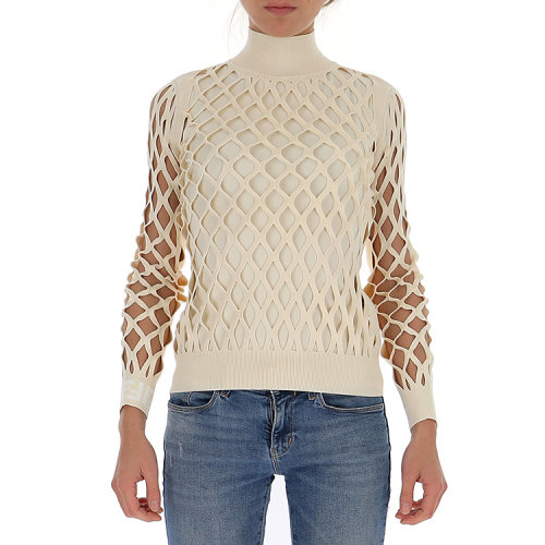 FENDI/芬迪  女装 时尚百搭 女士米色潮流秋冬针织衫/毛衣 FZY890A9WQF18DP  HKY0640