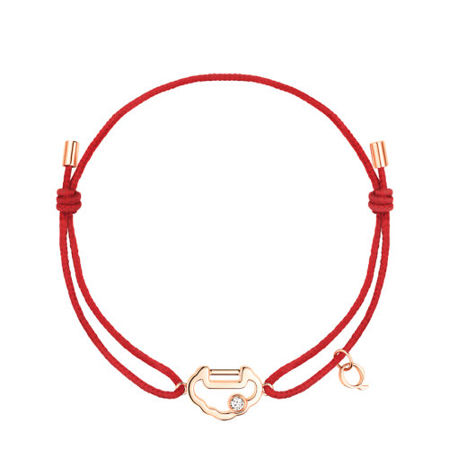 QEELIN/麒麟珠宝 22新款Yu Yi系列 18K金玫瑰金镶钻如意锁小红绳手链YY-040-XQRCBL-RGD