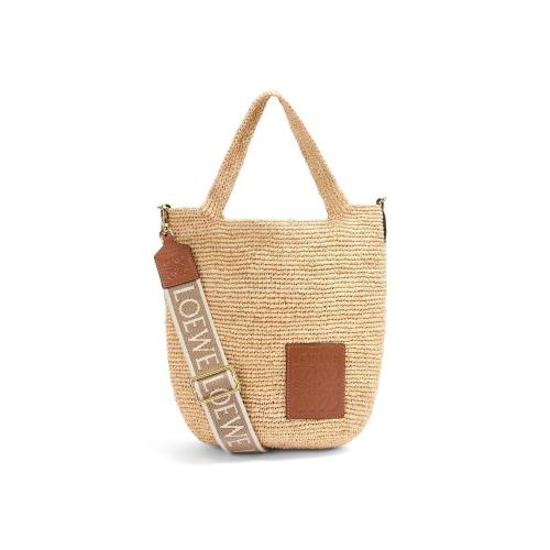  LOEWE罗意威 22年秋冬 女士 手提包 Mini Slit bag in raffia and calfskin A685453X07-2435