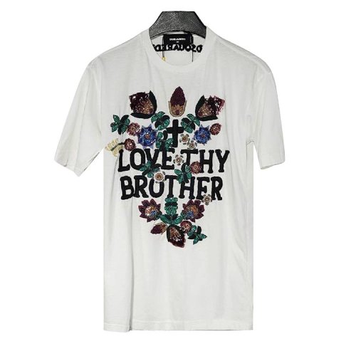 Dsquared2/D二次方/白色镶钻女士短袖T恤