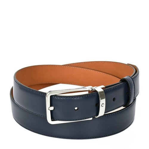 MontBlanc/万宝龙 男士经典海军蓝色卡扣腰带皮带 118419